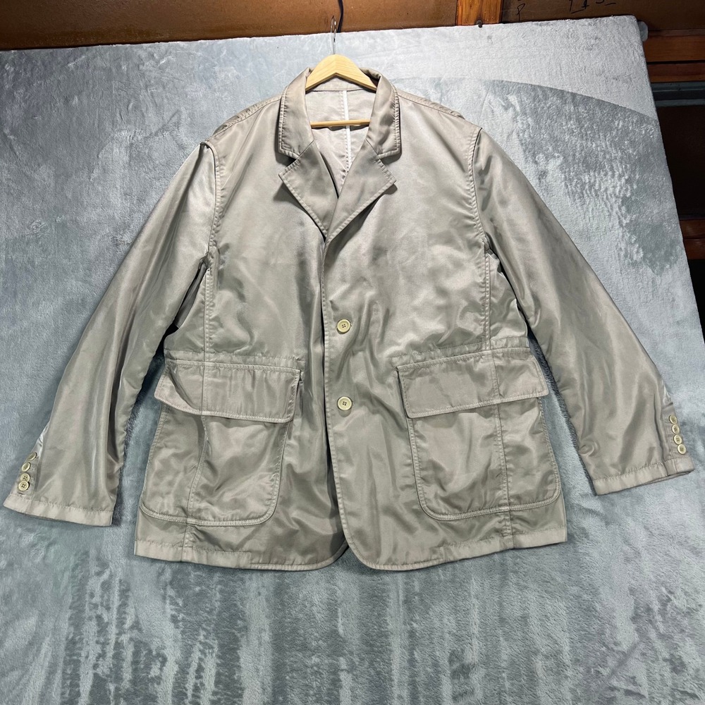 Solid Homme Nylon Field Jacket Blazer Mens 52 L/XL Taupe Metallic Korean Luxury